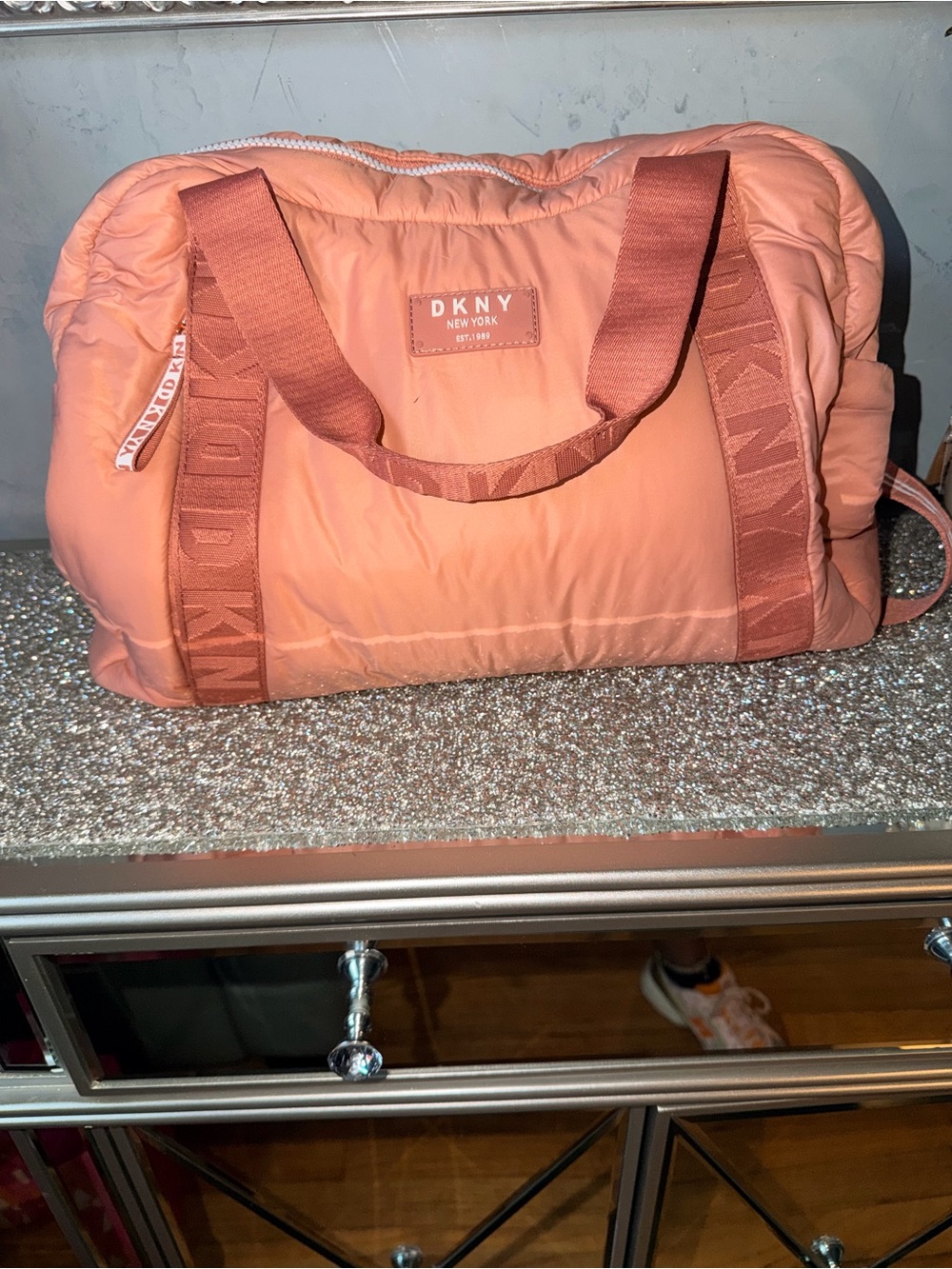 DKNY Coral Quilted Travel Duffel
